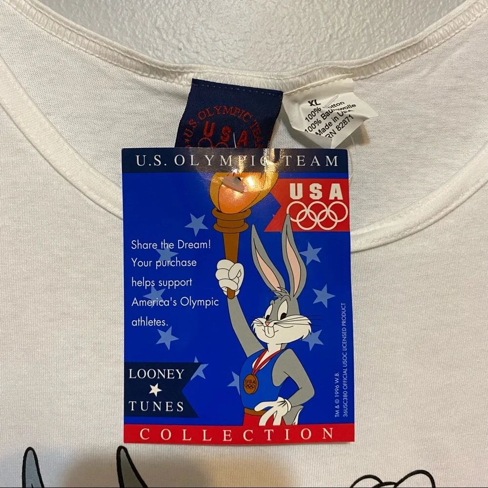 Vintage 90s Warner Bros Olympics USA Bug Bunny Tank Top NWT XL - Picture 4 of 6